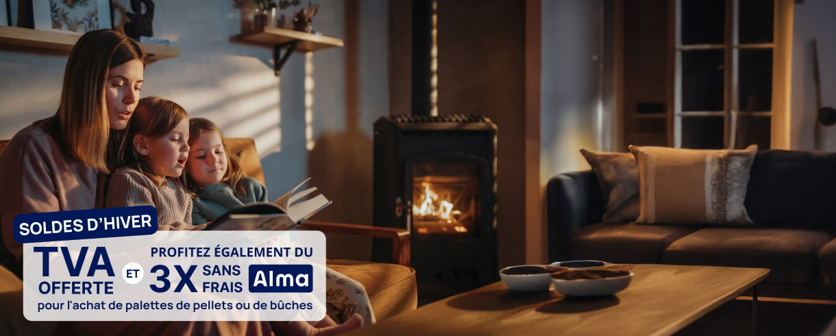 Offre hivernale : tva offerte + 3x sans frais sur pellets et bûches !