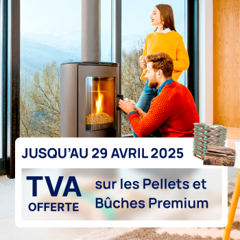 Jusqu'au 29 avril, la tva est offerte sur les pellets et bûches