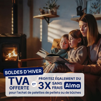 Offre hivernale : tva offerte + 3x sans frais sur pellets et bûches !