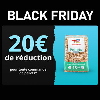20 euros de réduction sur vos pellets du 26 au 28 novembre.