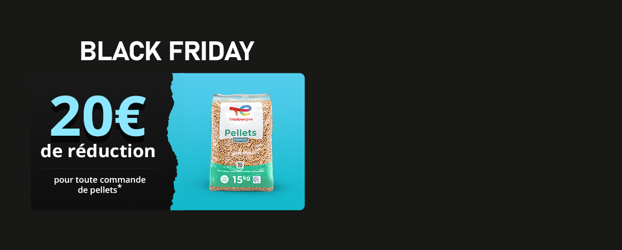 20 euros de réduction sur vos pellets du 26 au 28 novembre.